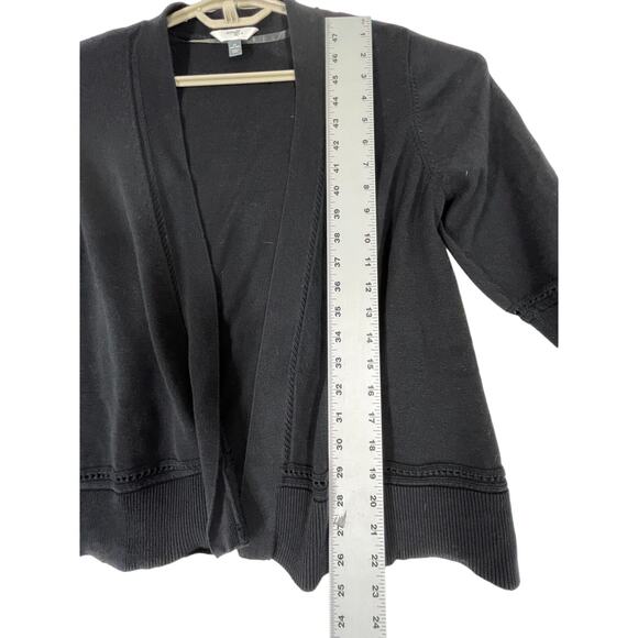 Terra Sky Women Cardigan Jacket Plus 1X Black Cotton Blend Long Sleeve Casual - Picture 6 of 7